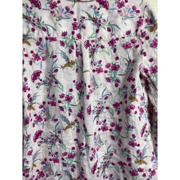 Charter Club Womens Linen Plink Floral Button Up Top Size Small Long Sleeve Boho - Picture 14 of 14